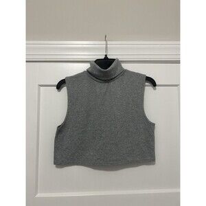 Vintage White Stag Crop Top Women's L/XL Grey Sleeveless Turtle Neck Y2K Grunge